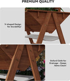 GarveeLife 52x30x54 Inch Tall Elevated Garden Bed with Legs, Standing Raised Planter Box with Climbing Trellis for Vegetables Flowers Herbs, Outdoor Wooden Standing Garden Bed-Brown