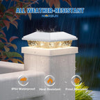 NIORSUN Solar Post Lights Outdoor, Fence Post Solar Lights Warm White, Waterproof, Garden Patio Fence Deck Decor, 4x4 Posts Cap Wood Vinyl, 5x5 Vinyl, White 6 Pack