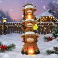 twinbling Christmas Highland Cow Decor with Solar Light Triple Highland Cow Christmas Decorations Gifts for Women Mom Funny Highland Cows Garden Statues for Garden Patio Lawn Yard Decor