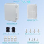 Waterproof Junction Box, ABS Plastic Electrical Box with Stainless Steel Latch, Hinged Cover Electric Project Enclosure Box with Mounting Plate, Wall Brackets 13.8"x9.8"x5.9"