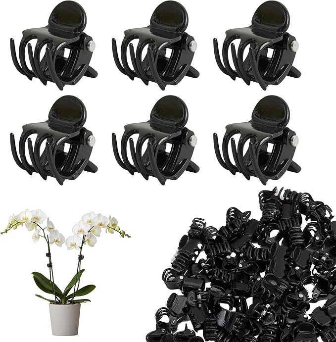 100 Pcs Plant Clips Orchid Plant Clips for Climbing Plants, Plastic Plant Support Clips Green Flower Vine Clips Tomato Trellis Clips for Supporting Vegetables Stems Vines Climbing Plant Grow Upright