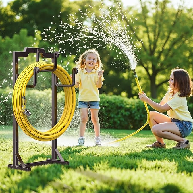 Skycarper Garden Hose Reel Holder Water Hose Hanger Organizer Stand,Bronze