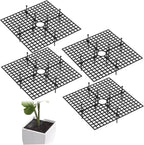 4Pcs Flower Pot Covers, 11.8 Inch Cuttable Plastic Square Squirrel Deterrent for Potted Plants with Stakes, Protective Pet Stopper & Baby Safety Plant Covers for Indoor Outdoor