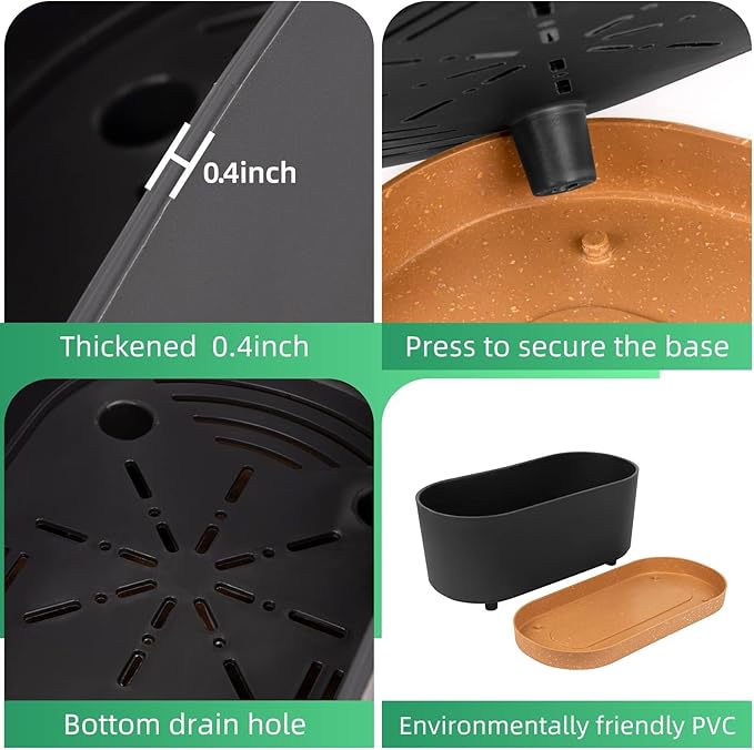 QCQHDU 16" L x 7.6" W x 7" H Window Planter Box, 2 Pack Self Watering Pots for Indoor Plants with Drainage Holes & Saucer, Outdoor Flower Pots Home Garden Modern Decor