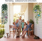 3 Pack Fake Plants Indoor Outdoor with 6 Butterflies – Small Artificial Potted Hanging Plants for Shelf, Balcony, Patio & Wall Decor | Faux Plants for Living Room, Bedroom, Office, Porch