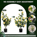 Hananona 2 Pcs Artificial Camellia Trees Faux Camellia Plant in Pot with Flowers Indoor Plants for Spring Home Decor Outdoor Porch Front Door Decor (Yellow, M)