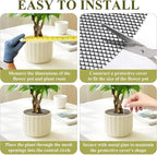 Supkiir 10 Pcs Plant Pot Grid Soil Protector Covers, 12 Inch Plant Pot Cover with 30 Metal Stakes, Black Thickened Cut-able Flower Soil Cover to Protect Soil from Animals for Indoor Outdoor Plants
