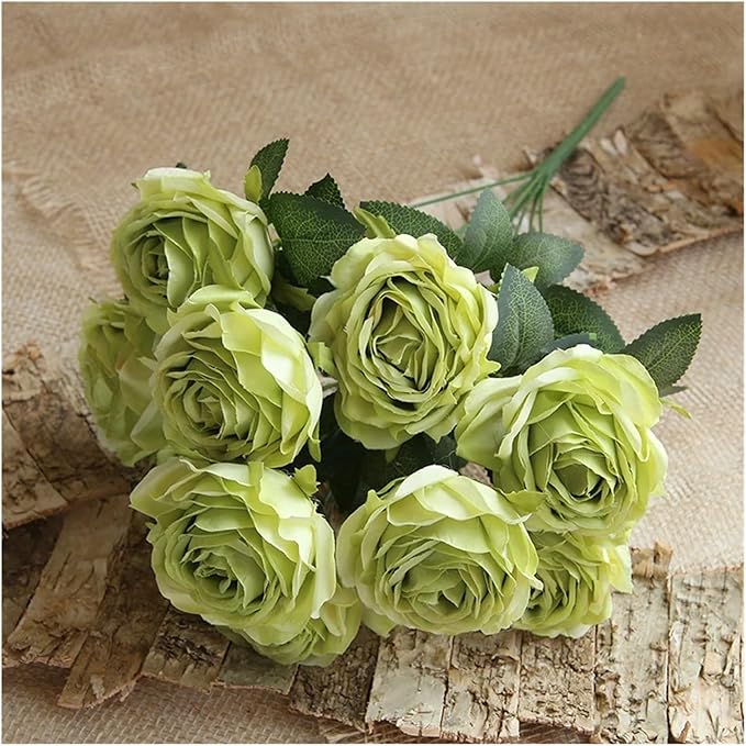 Flower Artificial, Artificial Silk Melaleuca Roses Wedding Photography Bouquets Valentine's Day Gift Home Living Room Simulation Flower Decoration(Green)