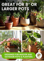 8pc Olla Watering Spikes For Plant Watering With Lids - Automatic Terracotta Self Watering Spikes For Indoor Plants & Outdoor - Terracotta Watering Spikes For 8" Pots Or Larger Water Plants While Away