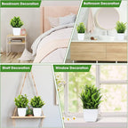 Unittype 12 Pcs Fake Plants Small Artificial Faux Plants for Shelf Mini Plastic Potted Greenery for Home Office Desk Bathroom Bedroom Indoor Decor(White Pot,Green)