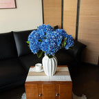 DUYONE 3PCS 22 inch Realistic Artificial Hydrangea Large Flowers Artificial Flowers Dry Flowers Outdoor Wedding Christmas Office Family Party Living Room Table Decoration (Dark Blue)
