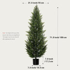 Outdoor Artificial Cedar Topiary Tree, Faux Evergreen Shrubs for Front Porch Decor, Lifelike Fake Bushes Plants for Home Living Room Front Door Decor (2, 6ft)