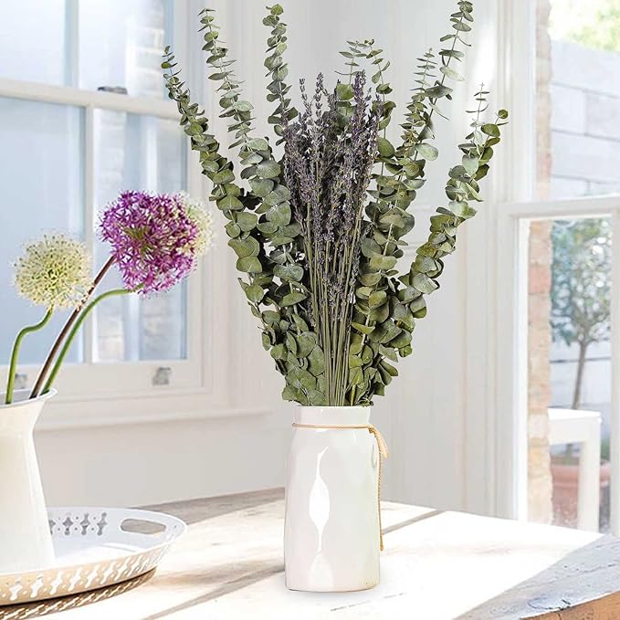 65 PCS Dried Eucalyptus Stems & Lavender Flowers Bundle for Shower, 17'' Natural Real Live Eucalyptus Leaves Greenery Hanging Lavender Shower Plant for SPA Home Fragrance Bathroom Wall Decor