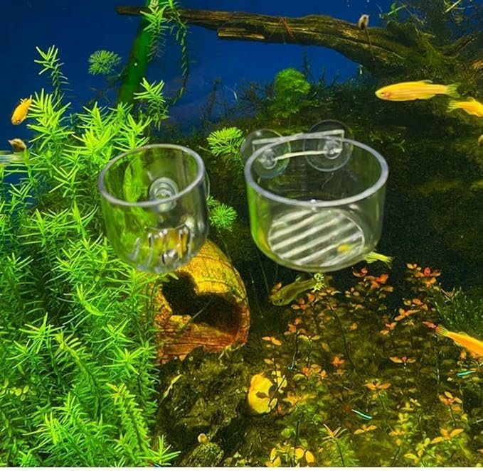 JJLFresheners 2Pcs Aquarium Plant Pot, Glass Fish Tank Plants Holder Aquarium Planter, Decoration Plants Cup with Suction Cups for Fish Tank Ornament Décor