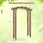 Giantex 7.5FT Wood Garden Arbor Trellis, Wooden Wedding Arch for Ceremony Party, Outdoor Archway Pergola for Climbing Plants, Pathway, Yard, Garden Decor, Easy Assembly (Dark Brown, 63''W x 90''H)