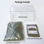 Snail Terrarium Kit with Climbing Accessories11.22 L x 7.87" W x 6" H Clear Small Animal House for Snails, Caterpillars& Small Critters – Includes 7" Climbing Wall and Substrate