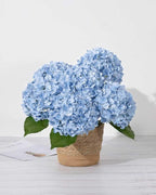 DuHouse 4Pcs Large Hydrangea Artificial Flowers,Latex Real Touch Hydrangeas Lifelike Hydrangea Flower for Home Wedding Bouquets Centerpieces Party Living Room Decoration(Blue)