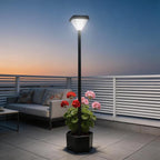 54" Solar Lamp Post with Planter, Outdoor Solar Post Lights - IP44 Waterproof, Diamond Lamp Head Design, White Lights Dusk to Dawn 6-8Hr, Easy Install for Lawn, Patio, Porch, Yard & Pathway Decor
