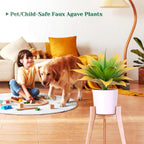 2 Pack 16 Inch Artificial Agave Plant - Large Faux Succulent Steams for Indoor Outdoor Decorating, UV Resistant Realistic Tropical Greenery for Garden Front Porch Aesthetic Decor - 18 Leaves, Yellow