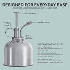 Sustainable Village Watering Can Indoor Plants - Nickel Plant Mister - Stylish and Rust Resistant Watering Cans for Healthy Hydration - Prevents Overwatering