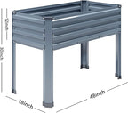 Vengarus Galvanized Raised Garden Bed Outdoor with Legs,48×18×30in Metal Elevated Raised Planter Box for Backyard, Patio, Balcony, 300lb Capacity,Grey(2PCS)