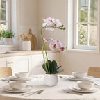 Fake Orchid in Vase Artificial Orchids That Look Real with Pot Artificial Flowers for Home Decor (Pink)