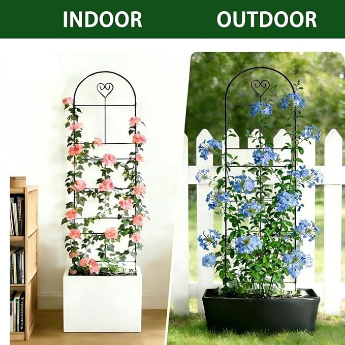 46" Metal Garden Trellis, 3-Section Plant Trellis for Climbing Plants Indoor & Outdoor, Plant Support for Roses, Vines & Vegetables, 1 Pack, Black
