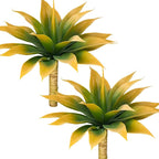 Ttranewsoo Artificial Agave Plants,Large UV Resistant Fake Agave Planters for Indoor and Outdoor Decorating Tropical Plant Succulents Greenery Indoor Decor (2Pack,18" Yellow)