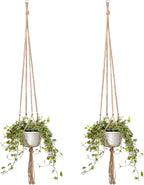 EBOOT 2 Pack 48 Inch Large Macrame Plant Hanger Rope to Hang Flower Pot Plant Holder for Indoor Outdoor Decorations, 4 Legs (Linen Color)