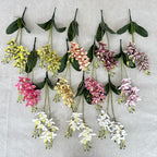 Soft Film Leaf Double Fork 9-Head Tiger Head Orchid Home Living Room DIY Flower Arrangement Ornaments Wedding Flowers (Color : 4)