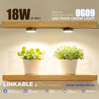 Barrina Orbgrow OG09 Puck LED Grow Light with 660nm Red LEDs, 18W(2 x 9W, 270 Watt Equiv), Plant Lights for Indoor Plants Full Spectrum, Magnetic & Linkable, Small Grow lamp, Seeding, 2 Packs, Black