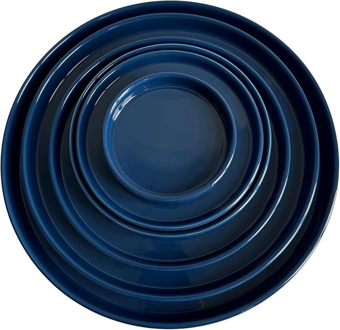 Plant Saucer Pot Tray Planter Saucers 4 Pack 4 inch, 5 6 7 8 9 10 11 12 13 15 Inch for Indoors Outdoor, Durable Sturdy Ceramic Flower Drainage drip Water Tray for Glazed Pots Base ((4.5"/4.1"-Blue)