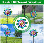 VEWOGARDEN 2 Pack Wind Spinners Outdoor, Metal Wind Spinner with Flower Design for Yard Garden Lawn Decorations, Colorful