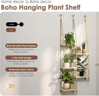 Bamworld Hanging Shelves Plant Hanger Indoor Window Plant Shelves Wood Plant Wall Shelf Window Sill Plant Shelf Indoor Hanging Plant Stand Living Room Decor Garden Boho Decor