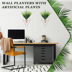 Canlierr 2 Pieces Wall Decor Hanging Planters with Artificial Plants Metal Hanging Vase Indoor Plants Holder Modern Boho Wall Art for Bathroom Bedroom Living Room Decor(Rose Gold,Aquatic Plant)