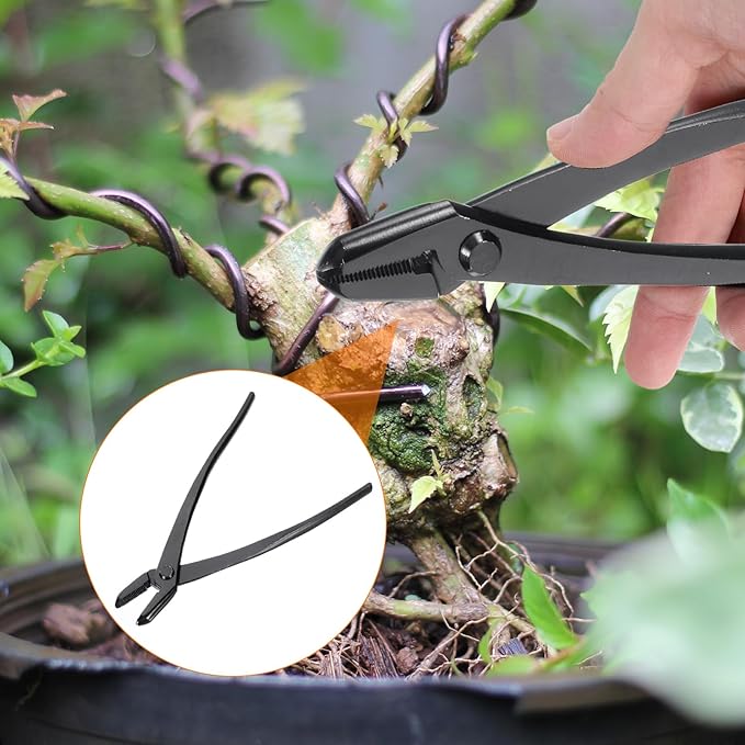 HARFINGTON Bonsai Jin Pliers 8.7 Inch 220mm Bonsai Tool Wire Plier Branch Cutter Gardening Pruner for Branch Cutting, Black