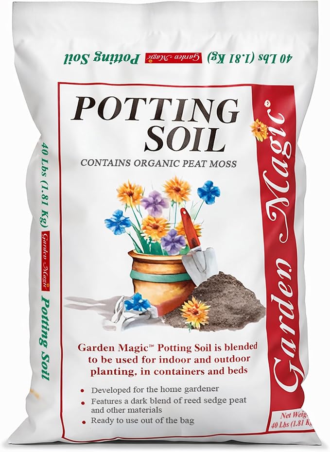 Michigan Peat 40 Pound Bag of Garden Magic General Purpose Moisture Retaining Potting Soil Mix for Indoor and Outdoor Planting