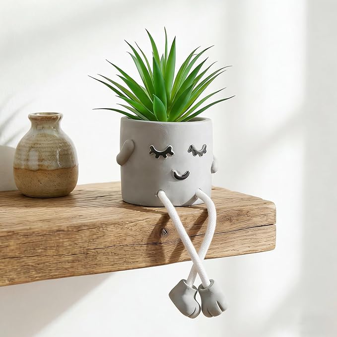Small Artificial Succulent Plant in Pot 1PC - Lifelike Fake Succulent for Indoor Home Decor,Real Touch Mini Potted Plant for Bathroom Kitchen Window Sill,Office Desk,Shelf Decor Accessories