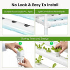 Hydroponics Growing System Kit with Wheels, 108 Plant Sites Gardening Aquaponics Tower, 4-Tier Food-Grade PVC-U Pipes Water Pump Timer for Leafy Vegetables, Indoor, Outdoor (34"x62"x15" in 108 Holes)