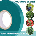 Garden Tie Tape 0.45" 290 Ft, Stretch Tie Tape Roll, Sturdy Plant Ribbon Garden Green PVC Plastic Stake Gardening Tools for Indoor Outdoor Patio Plant Use