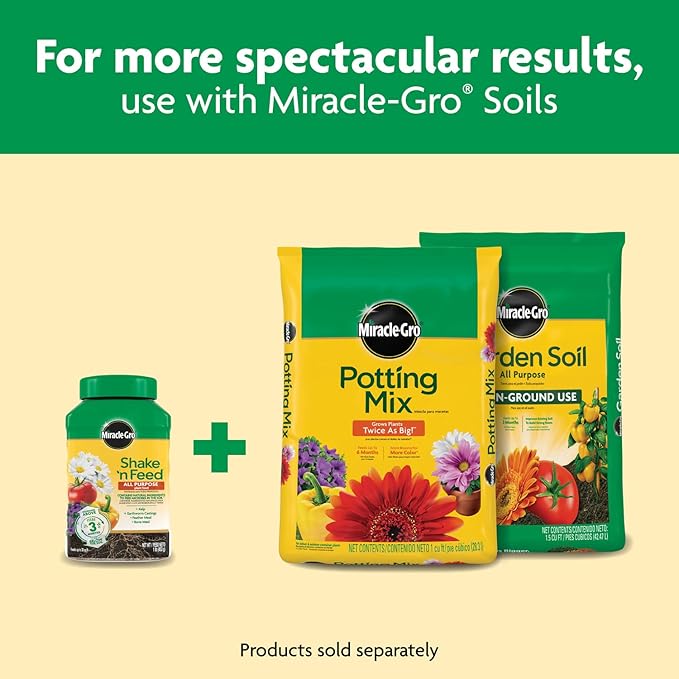 Miracle-Gro Shake 'N Feed All Purpose Plant Food - Outdoor and Indoor Plant Food for In-Ground and Containers, Feeds for up to 3 Months, 1 lb.