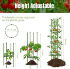 Joyhalo 2 Pack 65 Inch Tomato Cages for Garden, Upgraded Larger Size Heavy Duty Tomato Cage, Height Adjustable Tomatoes Trellis for Climbing Plants Vegetables Flowers Cucumber Peony