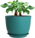 UOUZ 12inch Large Plant Pot, Modern Plastic Planter with High Driange Holes and Saucer for Indoor Outdoor Garden Plants and Flowers, Black with Green Speckles
