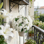 QIANYUN Artificial Topiary for Outdoors -20” Potted Plant Fake Hydrangea Bush-UV Resistant Artificial Outdoor Plants for Front Porch, Garden, Yard, Patio Decor (White)