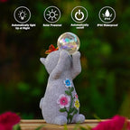 Goodeco Solar Cat Garden Statue - Outdoor Cat Decor with Solar Butterfly & Succulent Flowers LED Lights for Garden Enthusiasts - Ideal Gifts for Mom & Birthdays