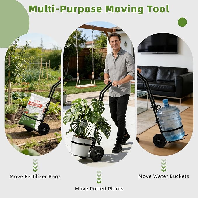 Plant Caddy with Wheels, 200 Lbs Capacity Plant Dolly Cart with Wheels, Handle, Adjustable Forks and Grips, Potted Plant Mover for Flower Shop, Home, Courtyard, Offices, Hotels