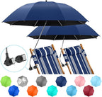 2 PACK Beach Umbrella with Clamp, 360 ° Adjustable Umbrellas for Chair, UPF50+ Umbrella for Beach Chair, Patio Chair, Wheelchair, Camping Chair, Golf Carts (Chair Not Included)