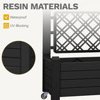 DWVO 3.6 x 1.5 x 5 FT Raised Garden Bed with Trellis, Large Outdoor Planter Trellis Box with Drainage Holes and Wheels for Climbing Plants, Black