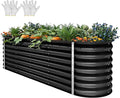 YITAHOME 8x2x2ft Large Raised Garden Bed Kit, 24" Tall 9 in 1Galvanized Metal Planter Box with Gloves and Safety Rubber, Outdoor Above Ground Planters for Plants Vegetables Flowers, Black