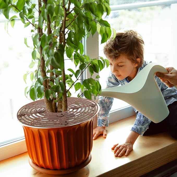 Nogeqi 2pcs 7.5/11.8 Inch Plants Covers Soil,Plant Pot Grid,Plastic Plant Covers from Animals with Ground Nails,Keep Dog and Cat Out of Potted for Indoor Plants(Large Small)
